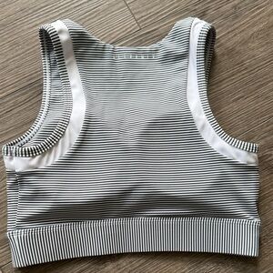 All Fenix Women’s Striped Sports Bra – Black & White (Size Small)